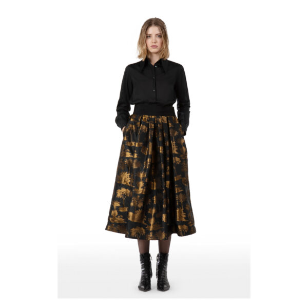 Black Midi Skirt with Golden Details