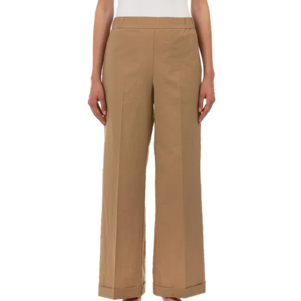 Crinkle Cotton Mix Trousers