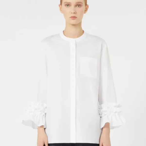 Flared washed poplin shirt