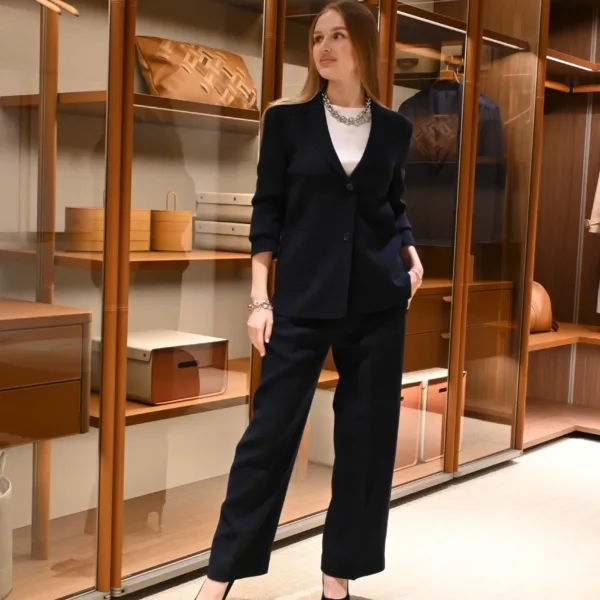 Max Mara Navy Mestro Tailored Pants