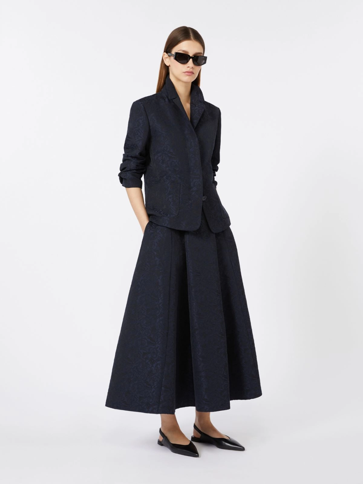 Max Mara Single-breasted jacquard floral jacket - Midnightblue - Image 3