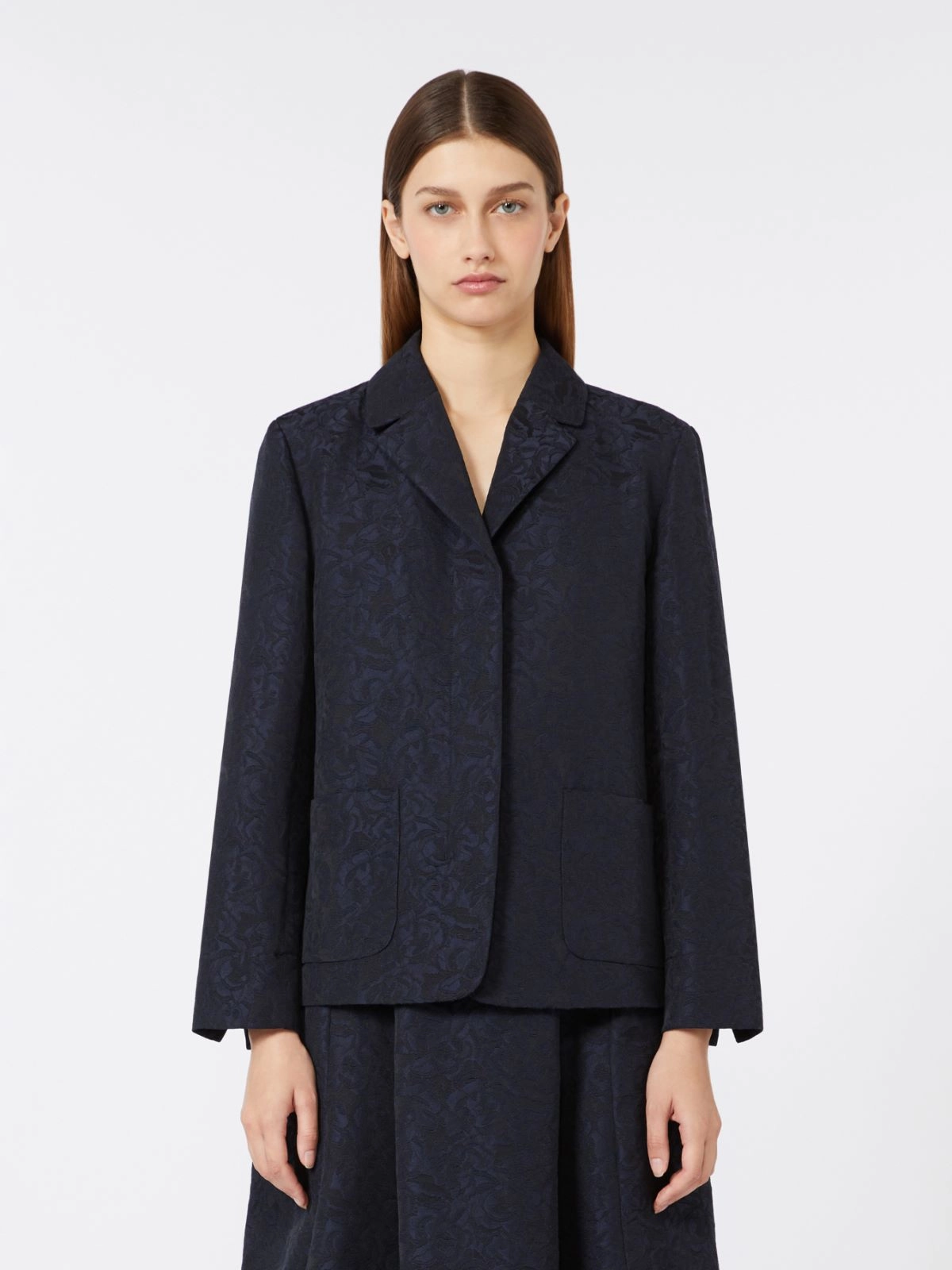 Max Mara Single-breasted jacquard floral jacket - Midnightblue - Image 2