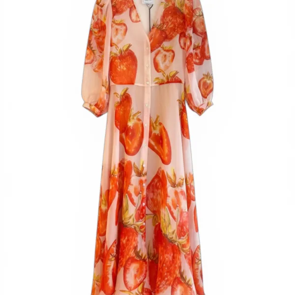 Sara Roka Strawberry Midi Organza Dress