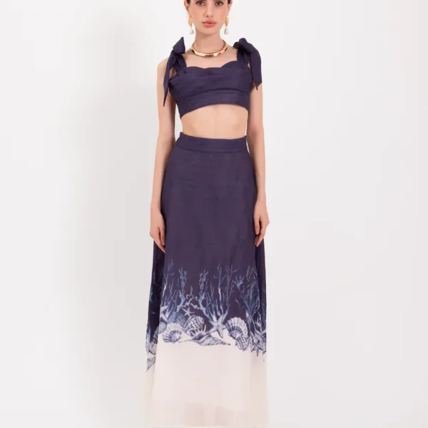 LAVI Couture Sea Print Ramie Skirt