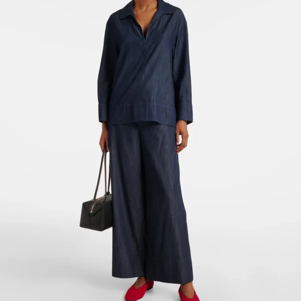 Max Mara Jour cotton chambray wide-leg pants