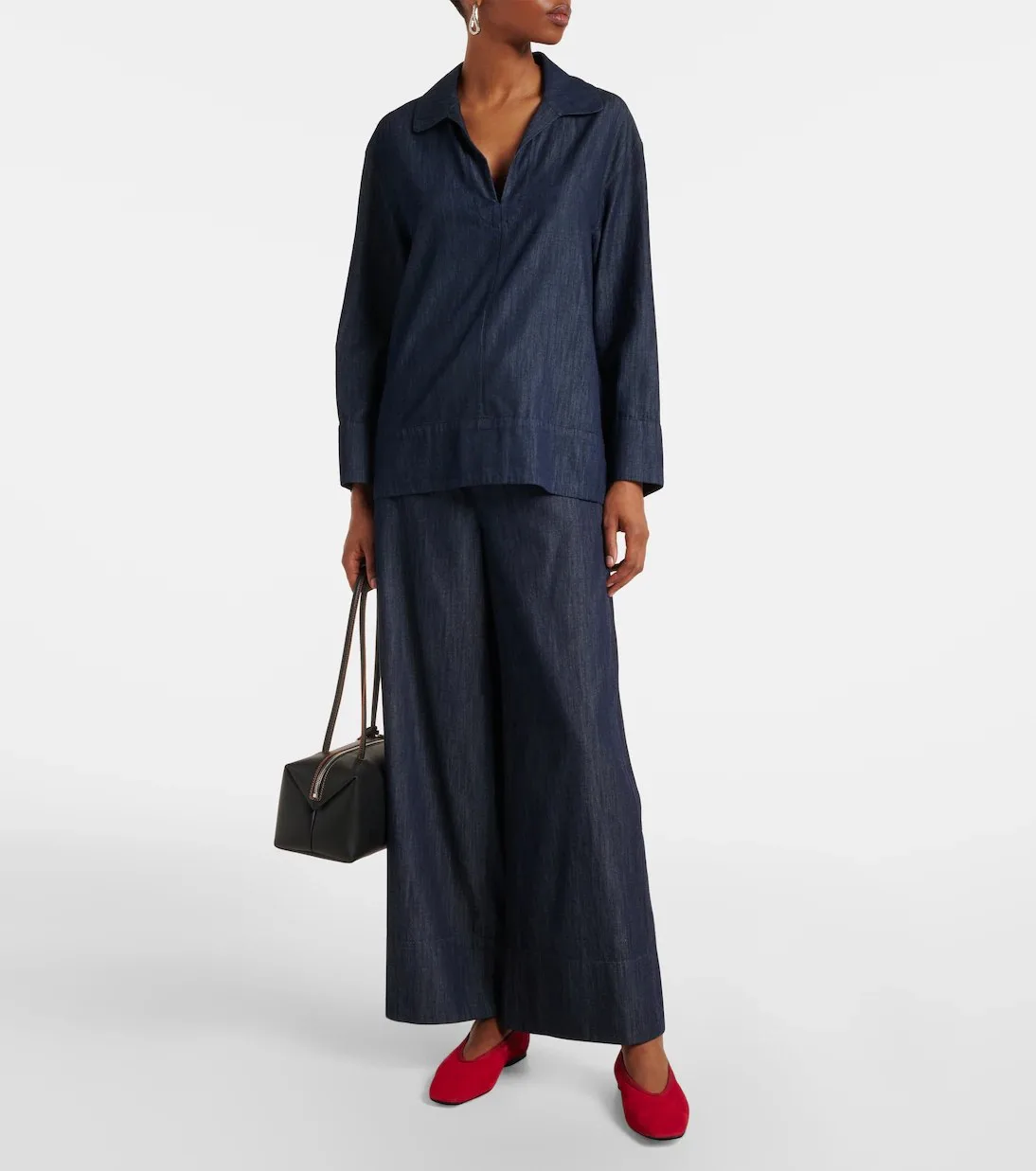 Max Mara Jour cotton chambray wide-leg pants